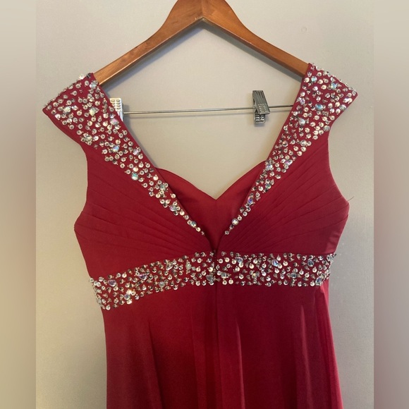 Custom made empire waist red prom dress - Picture 4 of 6